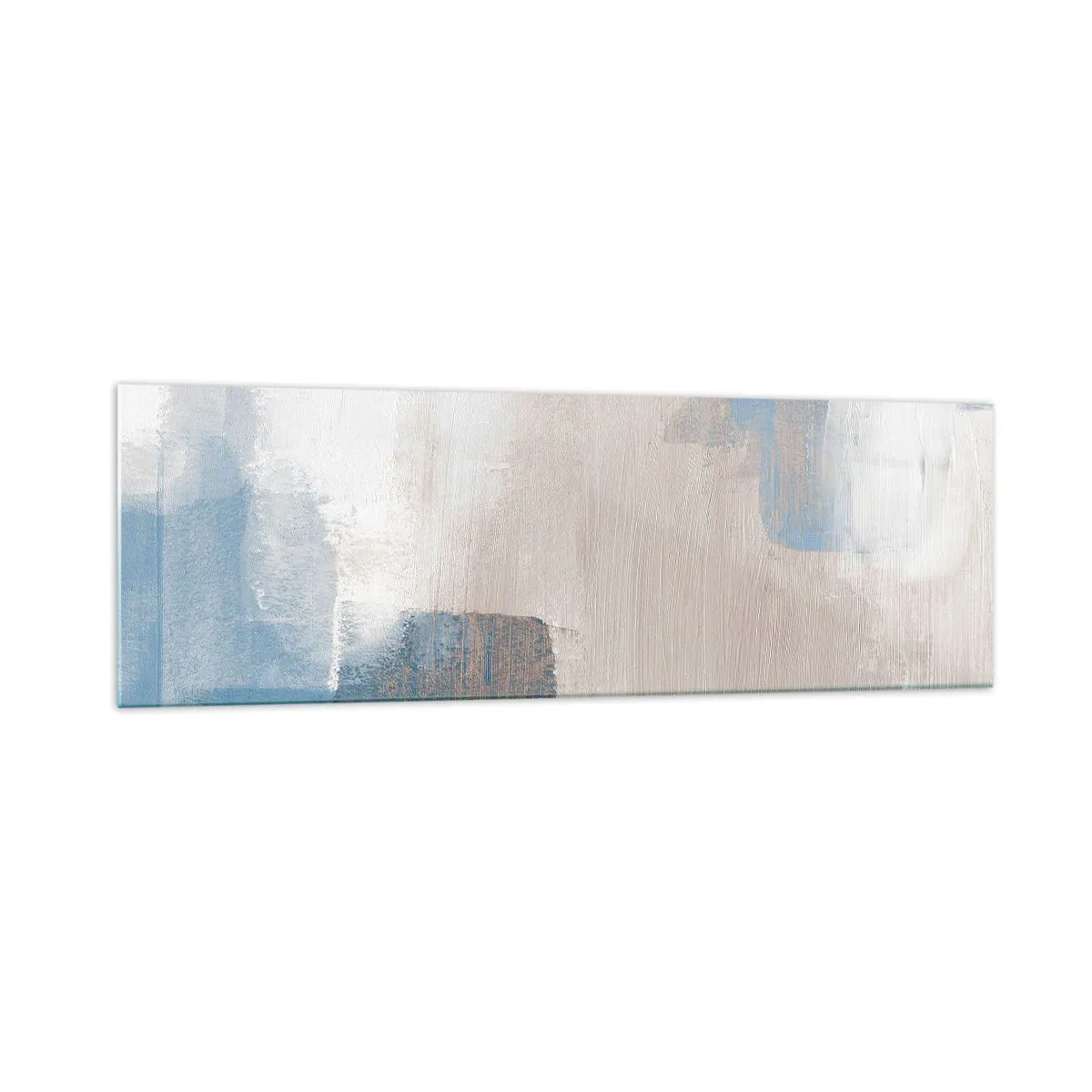 Tablou pe sticlă - Abstracție roz în spatele unui voal de albastru - 160x50 cm