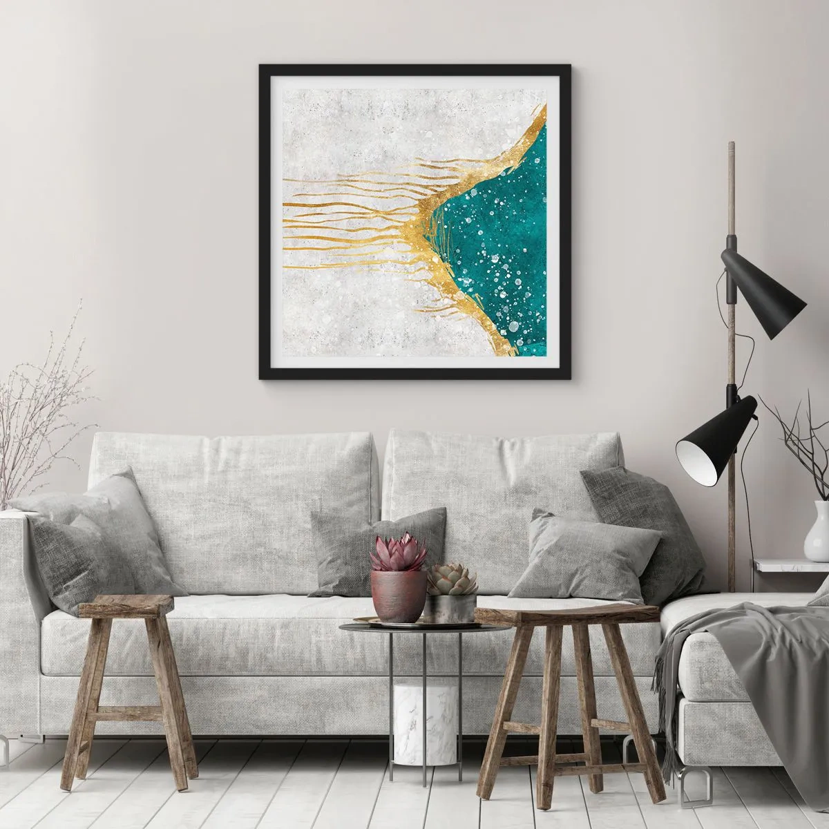 Poster în ramă neagră - Mareea de aur - 30x30 cm