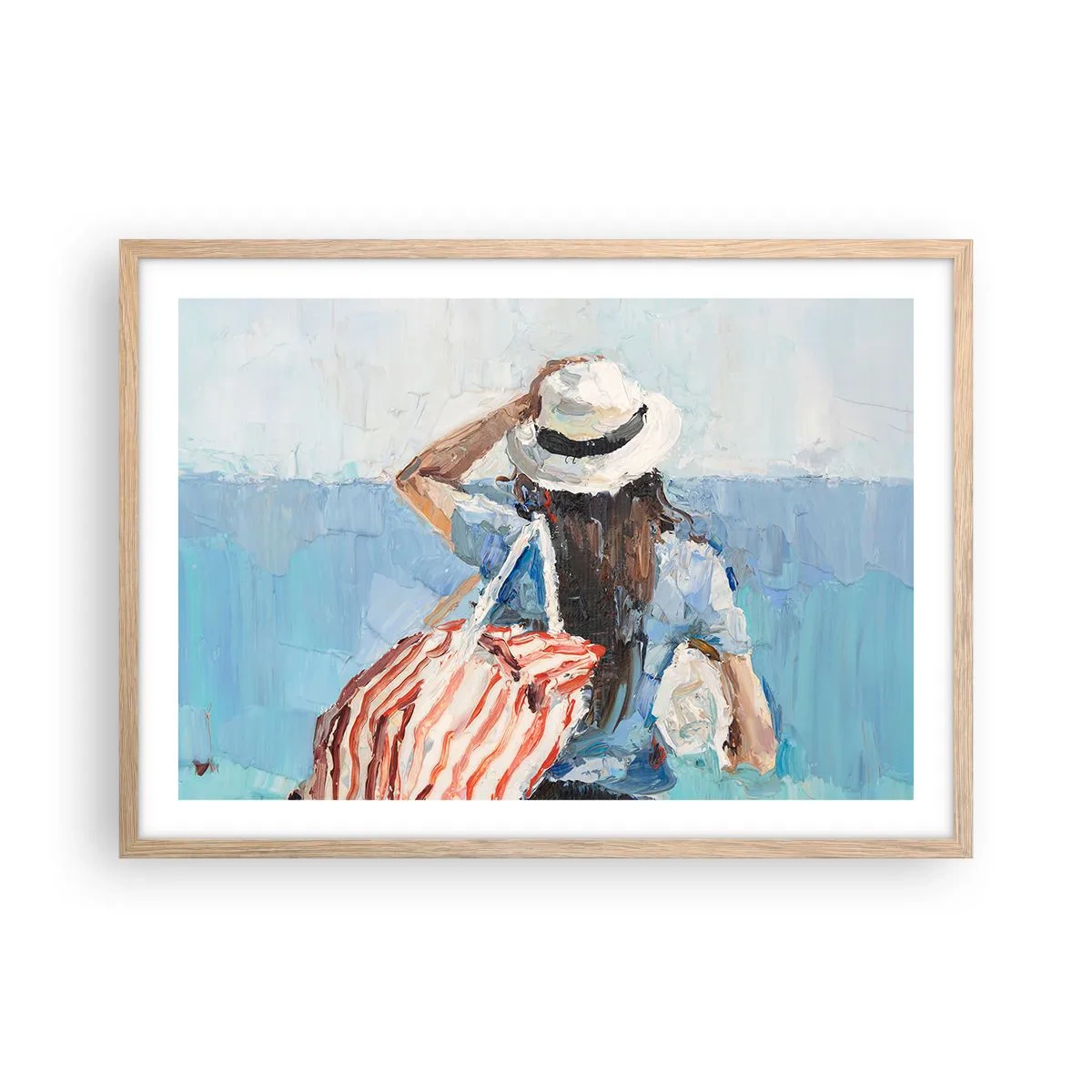 Poster în ramă de stejar deschis - Bine ați venit în concediu - 70x50 cm