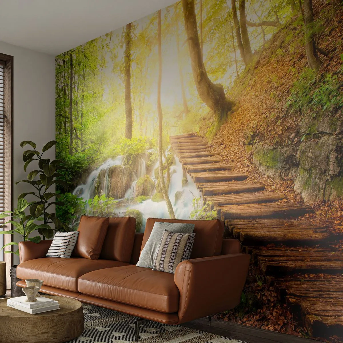 Tapet Autoadeziv Deluxe Sticker - Răcirea dorită - Peisaj, Cascadă, pădure - 250x175 cm