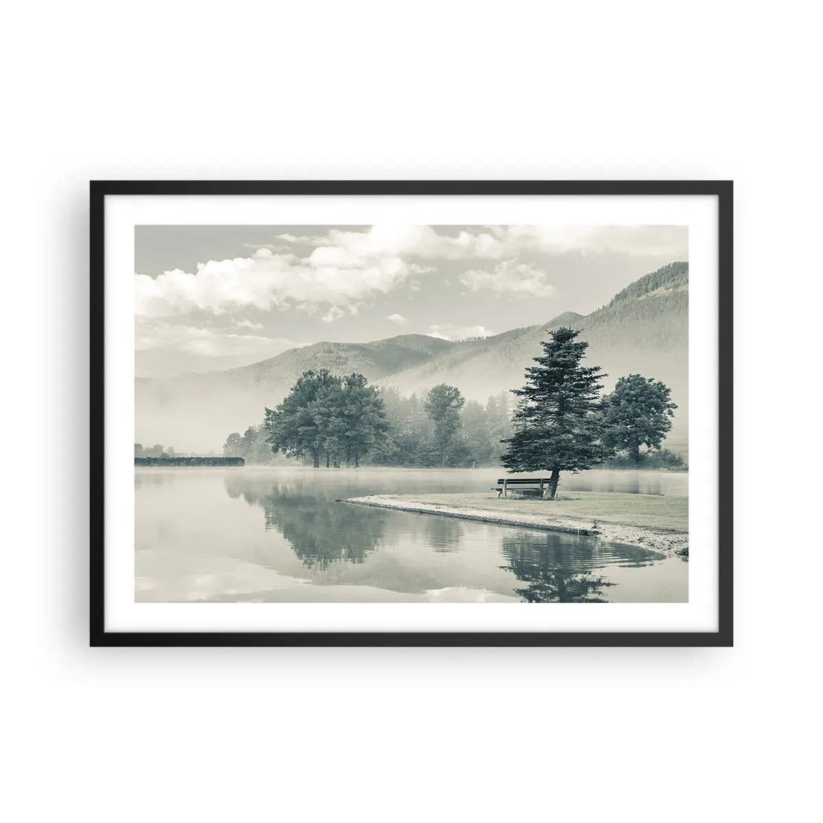 Poster în ramă neagră - Lacul încă doarme - 70x50 cm