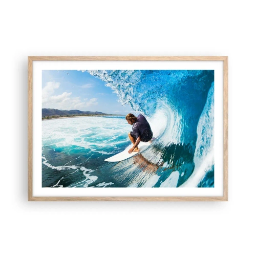 Poster în ramă de stejar deschis - Dansând cu valurile - 70x50 cm