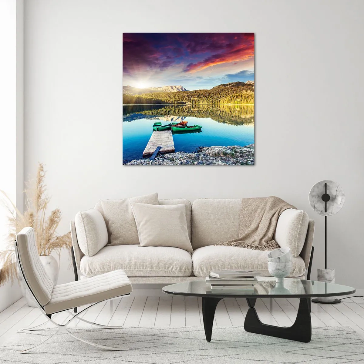 Tablou pe sticlă - Spre o apă netedă ca o oglindă - 70x70 cm