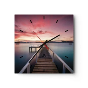 Ceas de perete - Ceas pe sticlă - Flacăra blândă a serii - 40x40 cm