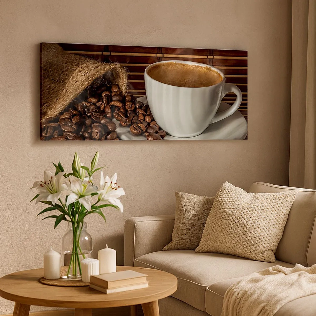 Tablou pe pânză - Negru de cărbune, transparență de chihlimbar - 100x40 cm