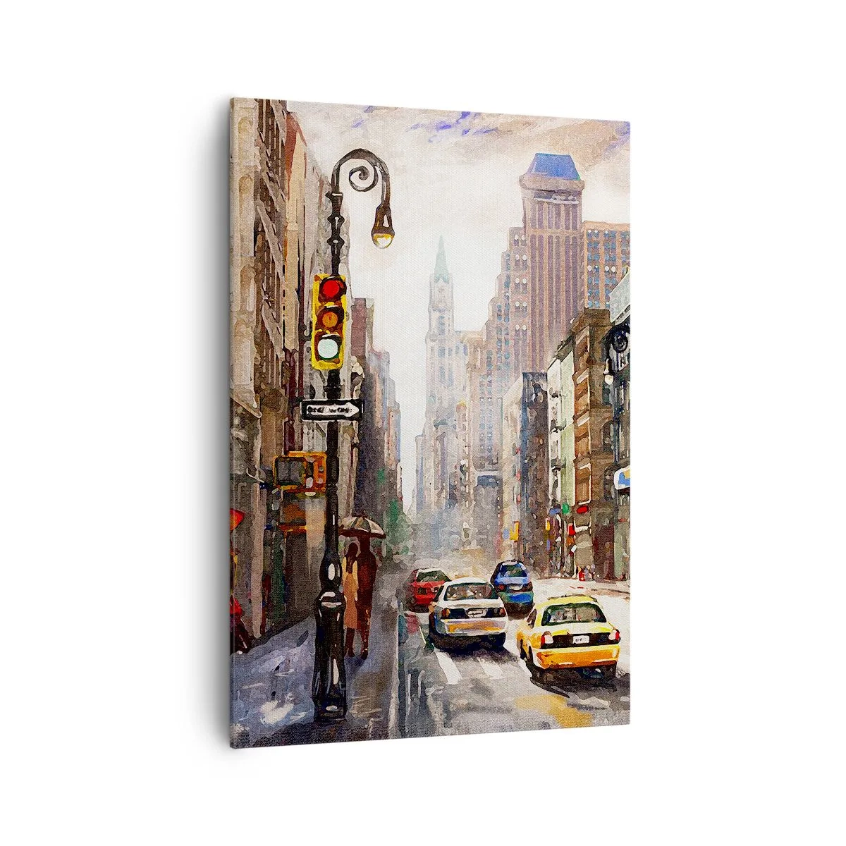 Tablou pe pânză - New York - plin de culoare și în ploaie - 70x100 cm