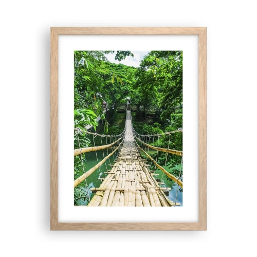 Poster în ramă de stejar deschis - Pod de maimuțe peste verdeață - 30x40 cm