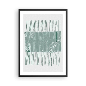 Poster în ramă neagră - O compoziție minimalistă de linii și texturi în nuanțe de verde. - 50x70cm - Abstracție marină - Decorațiune modernă pentru perete pentru living și dormitor ARTTOR