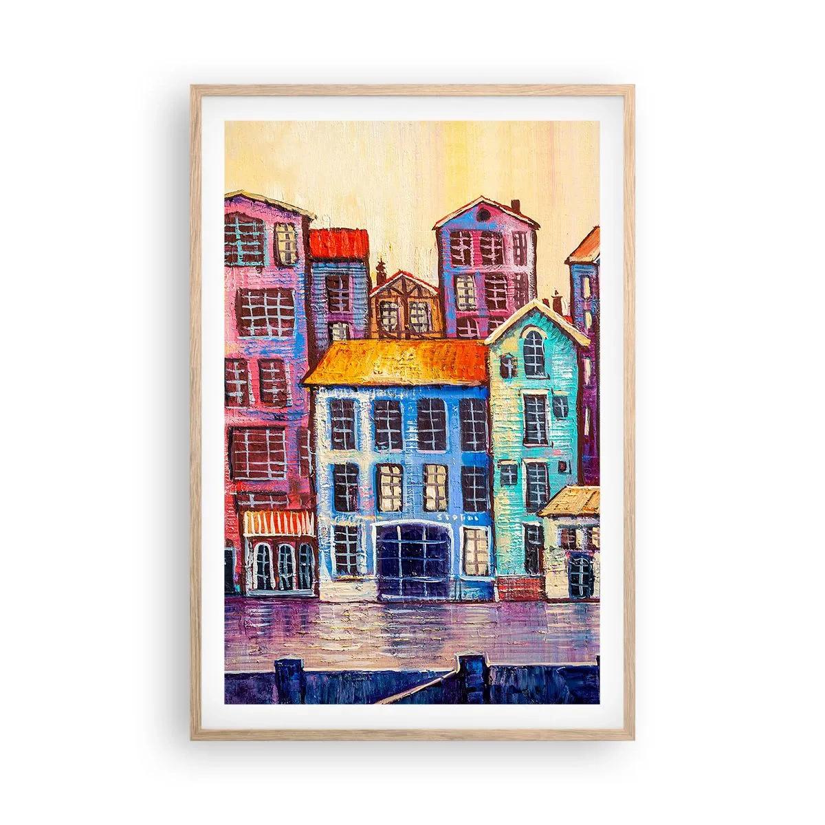 Poster în ramă de stejar deschis - Un oraș ca în basm - 61x91 cm