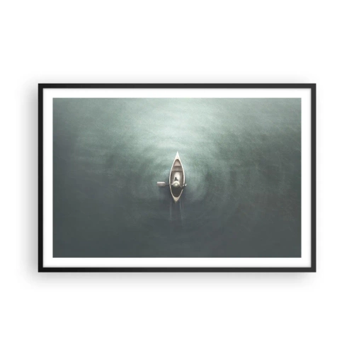 Poster în ramă neagră - Peste lacul luminat de lună - 91x61 cm