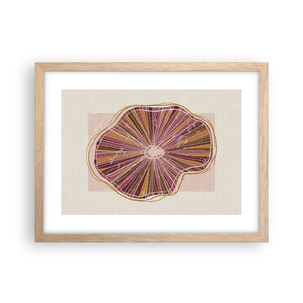 Poster în ramă de stejar deschis - Abstracția radială - 40x30 cm