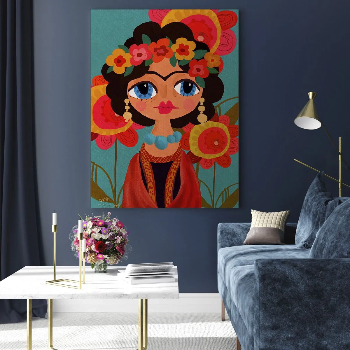 Tablou pe sticlă - Fecioara macilor - 50x70 cm