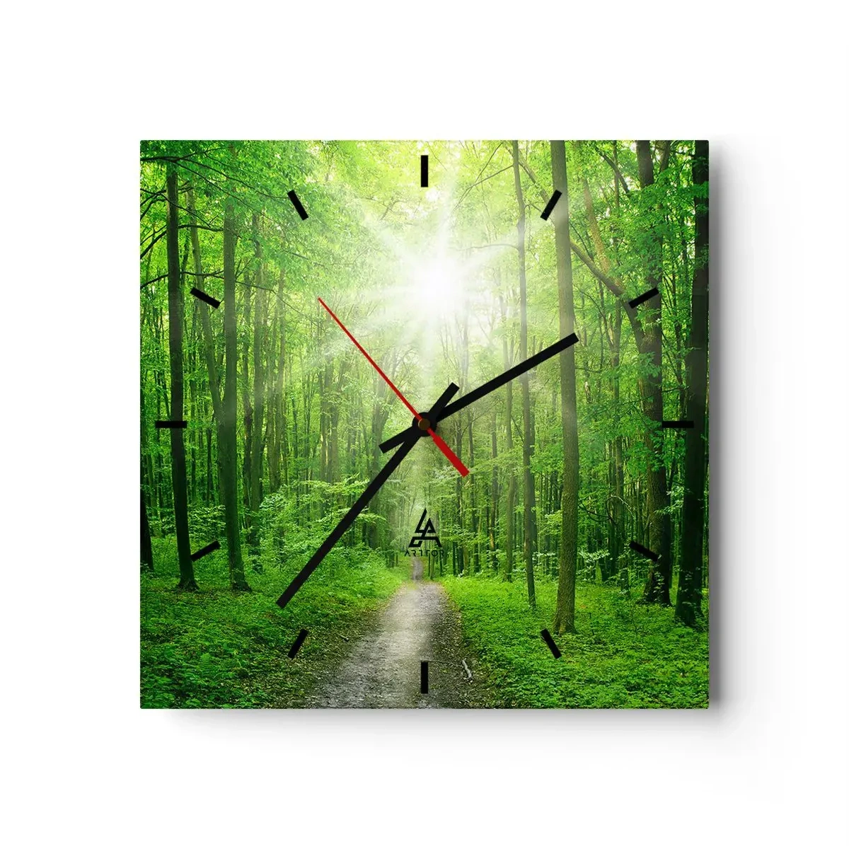 Ceas de perete - Ceas pe sticlă - Catedrala verde - 30x30 cm