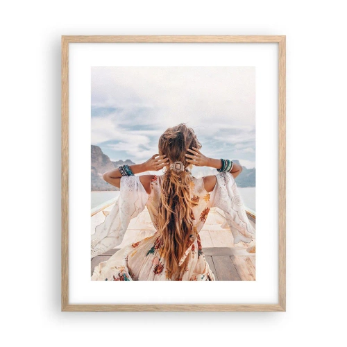 Poster în ramă de stejar deschis - Pe drumul spre fericire - 40x50 cm