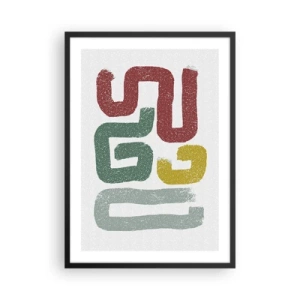 Poster în ramă neagră - Forme abstracte în tonuri pământii pe un fundal deschis - 50x70cm - Într-o limbă necunoscută - Decorațiune modernă pentru perete pentru living și dormitor ARTTOR
