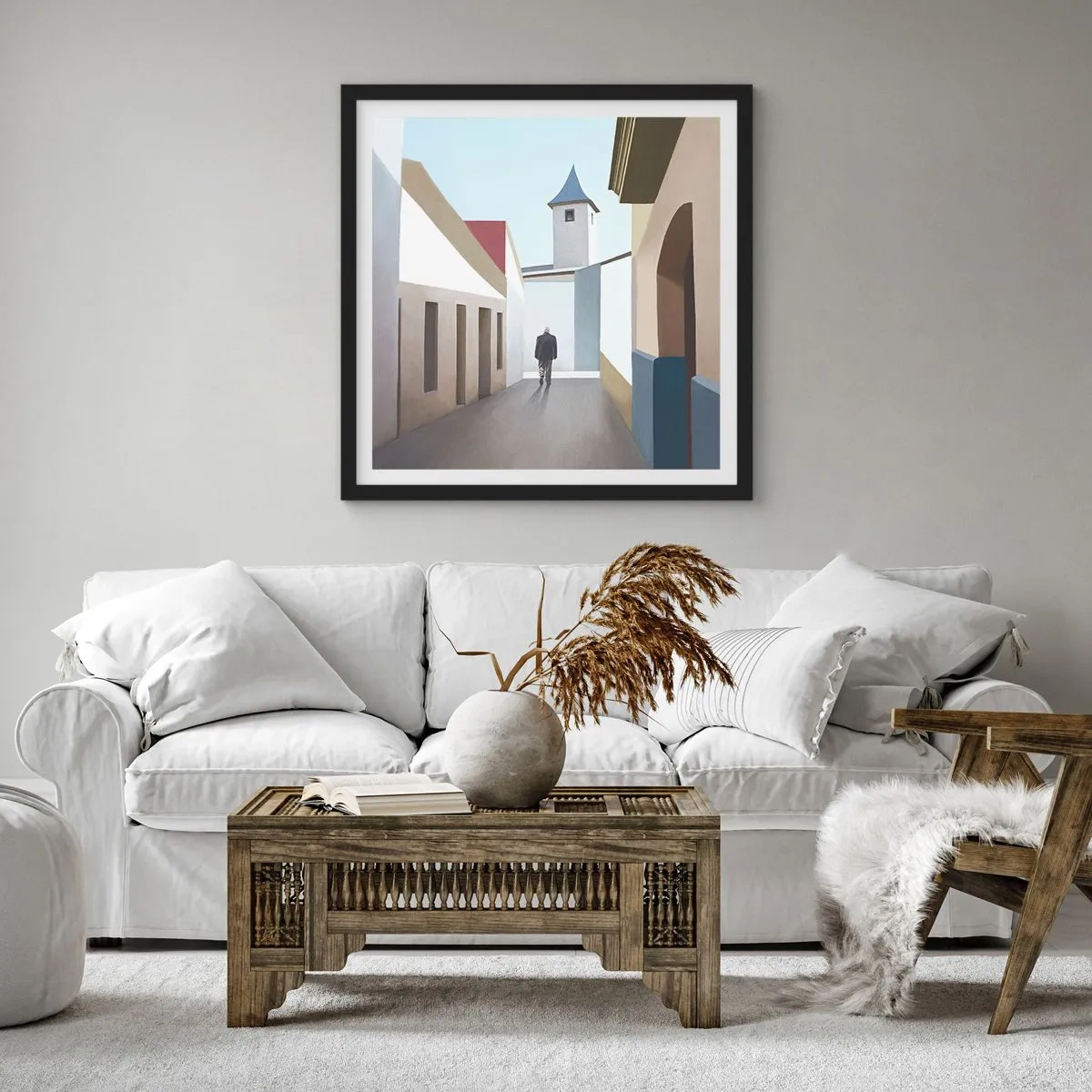 Poster în ramă neagră - Plimbare însorită - 30x30 cm