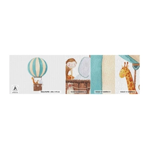 Mostră de Tapet Standard Eco - O călătorie fantastică - Balon, Pentru copii, Epocă - 100x30 cm