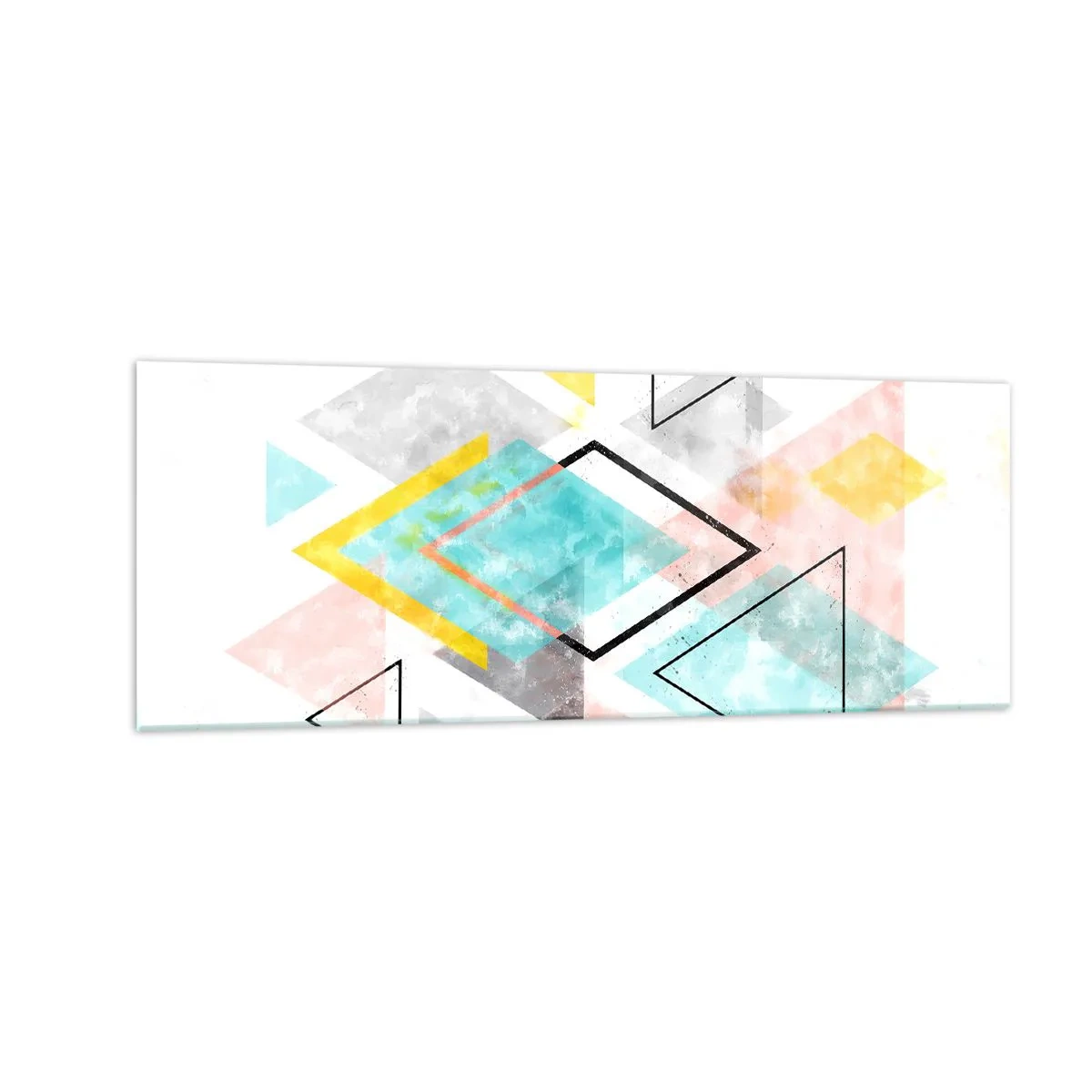 Tablou pe sticlă - Joc geometric - 140x50 cm
