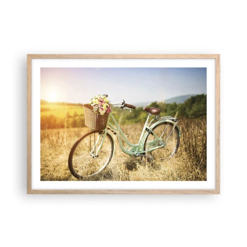 Poster în ramă de stejar deschis - Mă odihnesc aici un pic - 70x50 cm