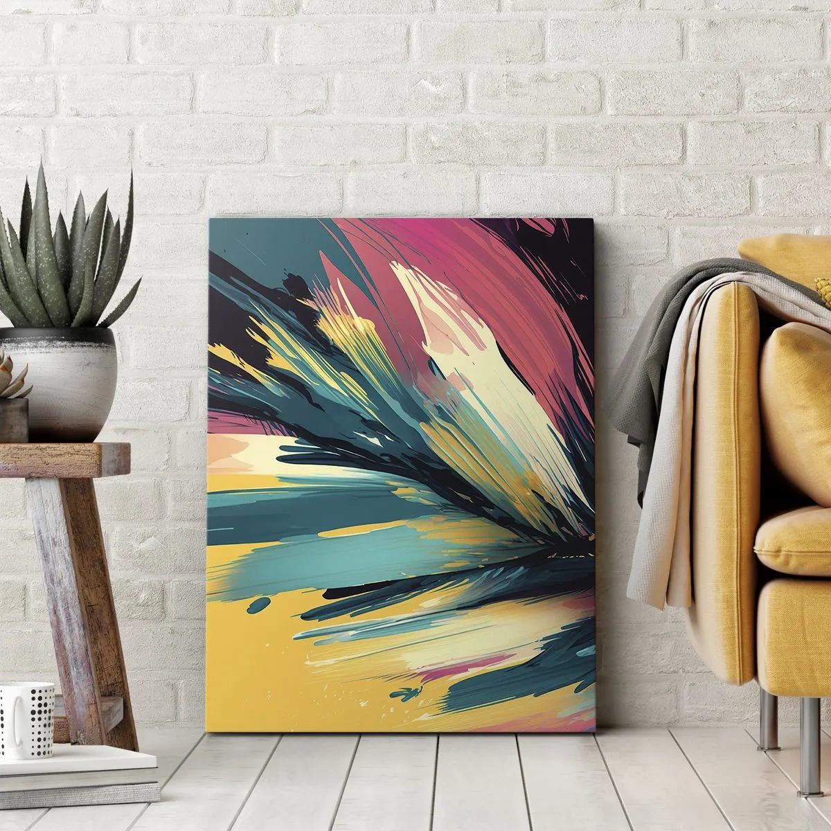 Tablou pe pânză - Compoziția - o explozie de bucurie - 45x80 cm