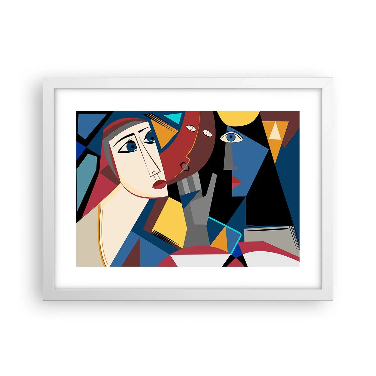 Poster în ramă albă - Discuția cubiștilor - 40x30 cm