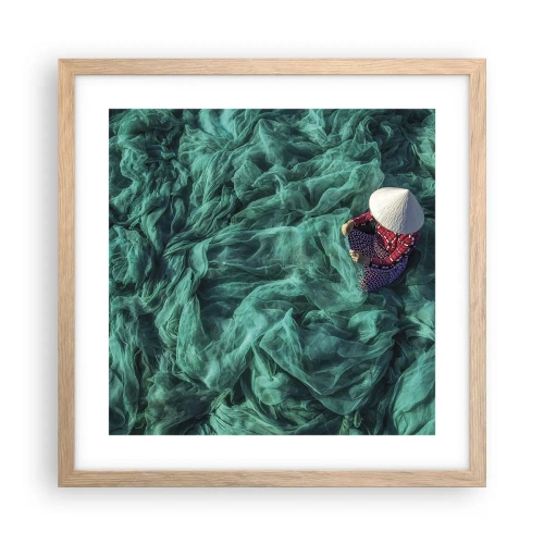 Poster în ramă de stejar deschis - Într-o mare de rețea - 40x40 cm