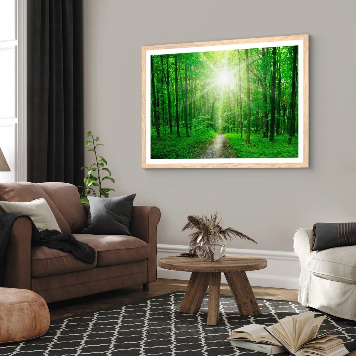 Poster în ramă de stejar deschis - Catedrala verde - 91x61 cm
