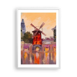 Poster în ramă albă - Icoane pariziene - Moulin Rouge - 50x70 cm