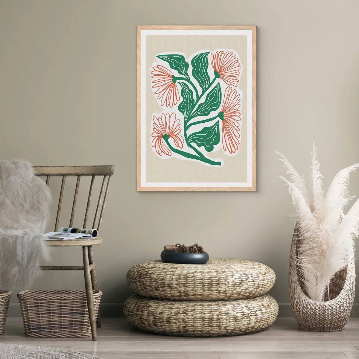 Poster în ramă de stejar deschis - Folclor modern - 61x91 cm