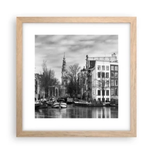Poster în ramă de stejar deschis - Amsterdam vibes - 30x30 cm
