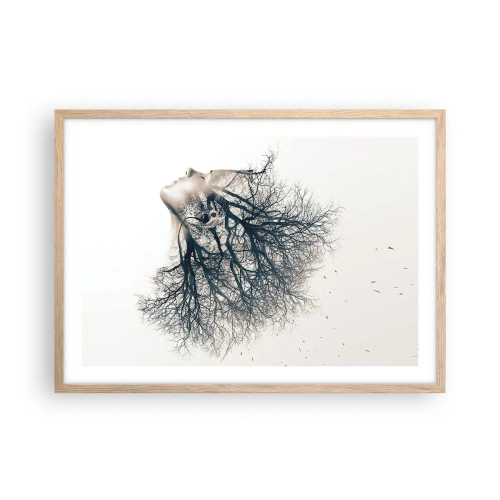 Poster în ramă de stejar deschis - Ascultând șoapta copacului - 70x50 cm
