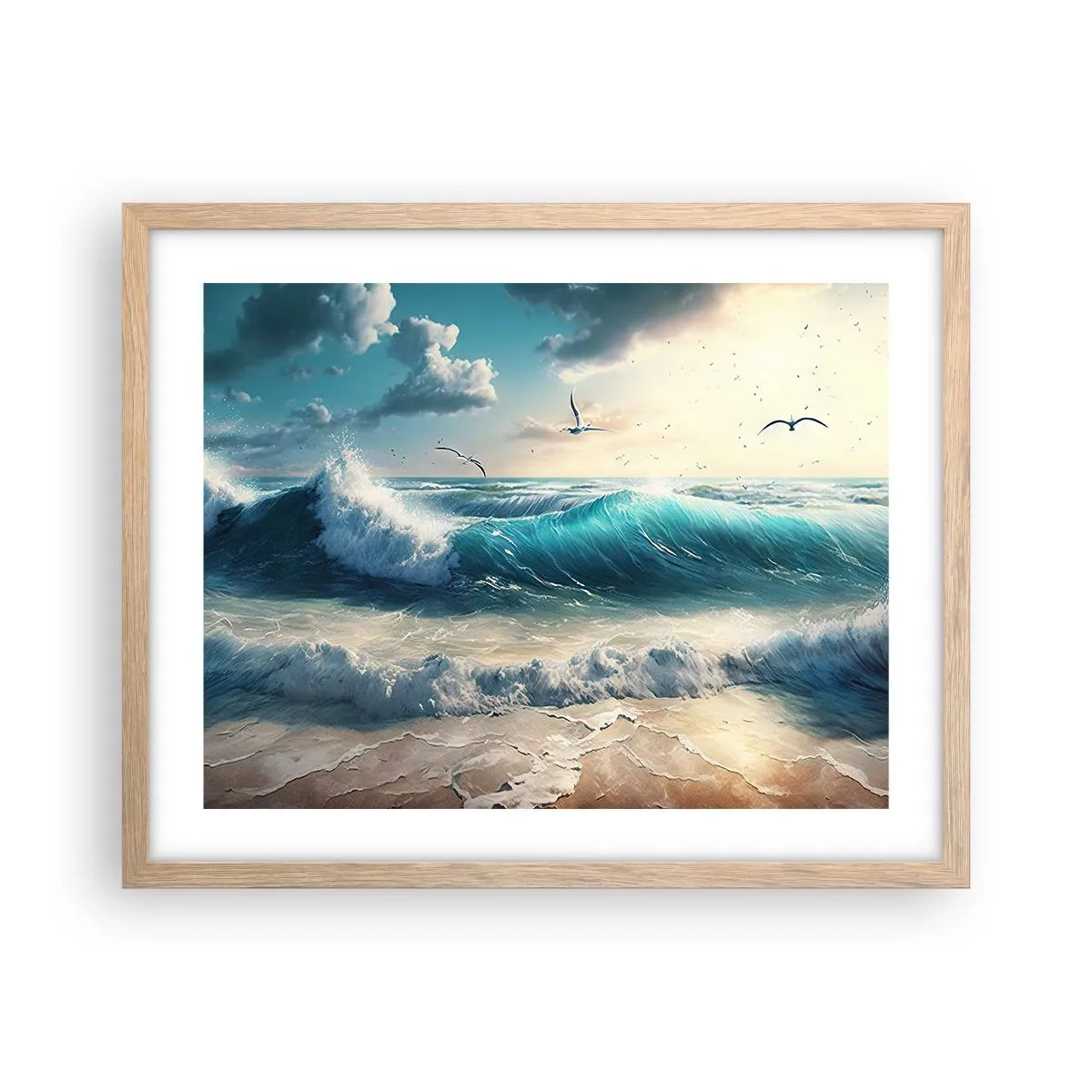 Poster în ramă de stejar deschis - Sunetul valurilor doar pentru tine - 50x40 cm