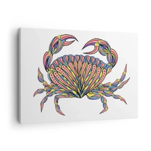 Tablou pe pânză Canvas - Crab colorat într-un stil artistic - 70x50cm - Bijuterii marine - Decorațiune modernă pentru perete pentru living și dormitor ARTTOR