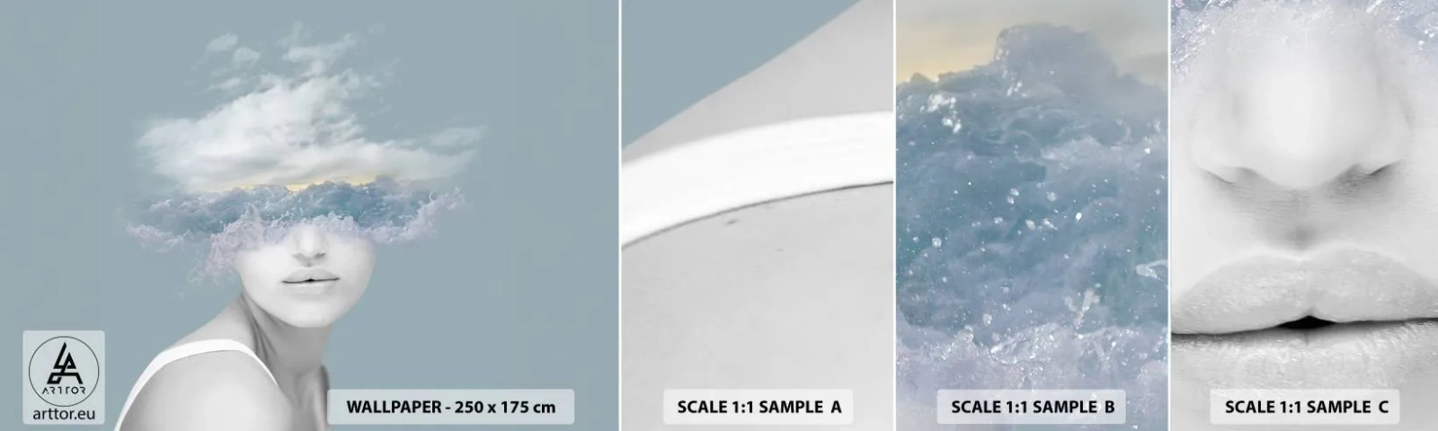 Mostră de Tapet Standard Eco - Cu capul în nori - Luminos, Portret, nori - 100x30 cm