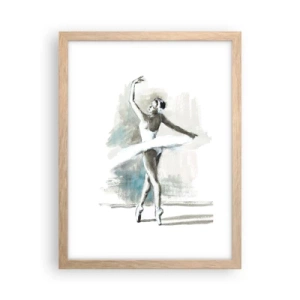 Poster în ramă de stejar deschis - Fermecată într-o lebădă - 30x40 cm