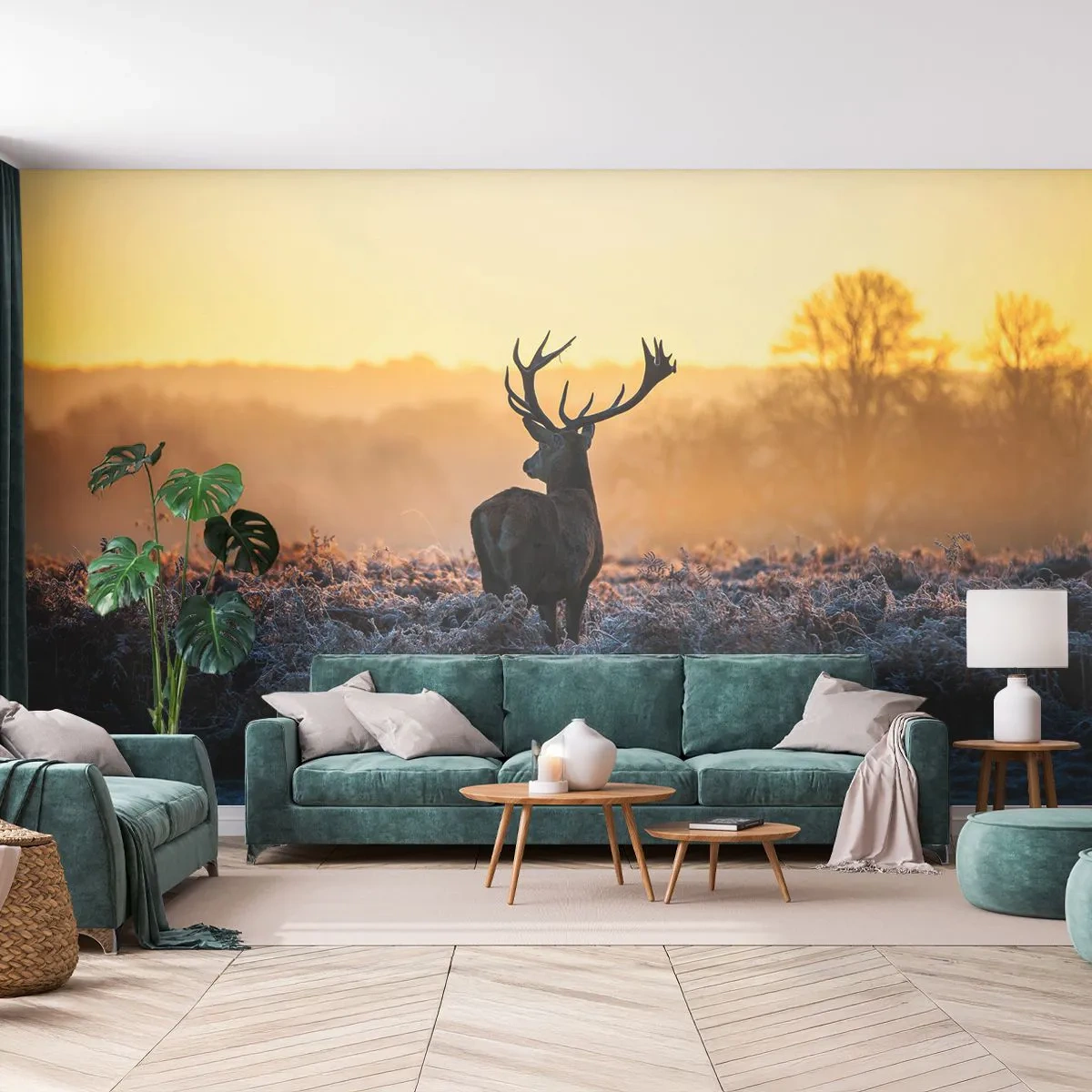 Tapet Premium Sand - Încoronat pe domeniul său - Peisaj, Animale, Cerb - 100x70 cm