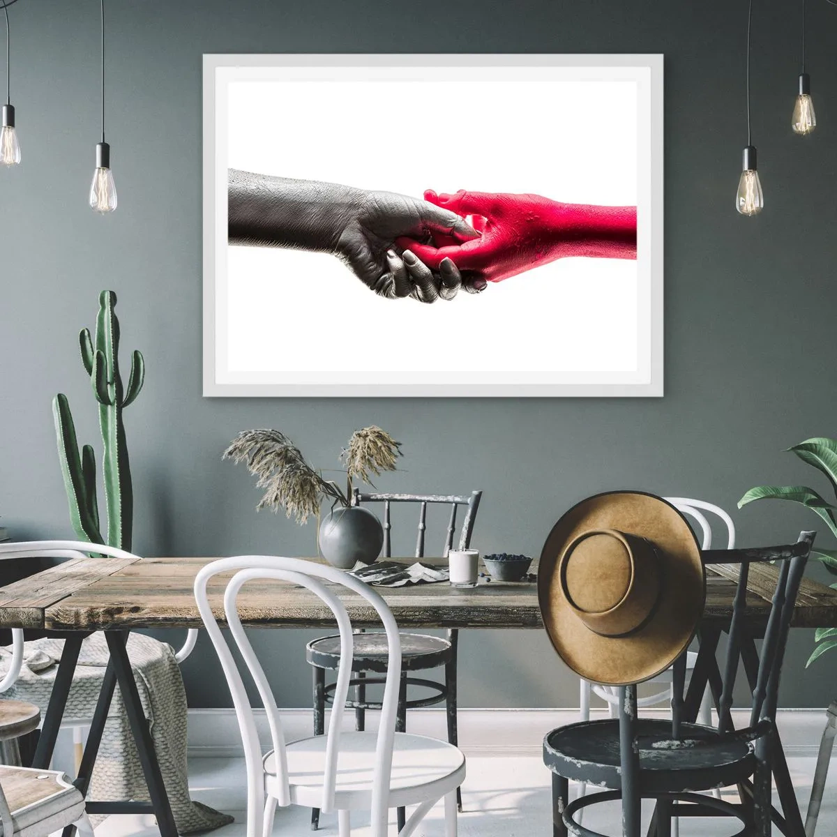 Poster în ramă albă - Împreună, deși diferiți - 50x40 cm