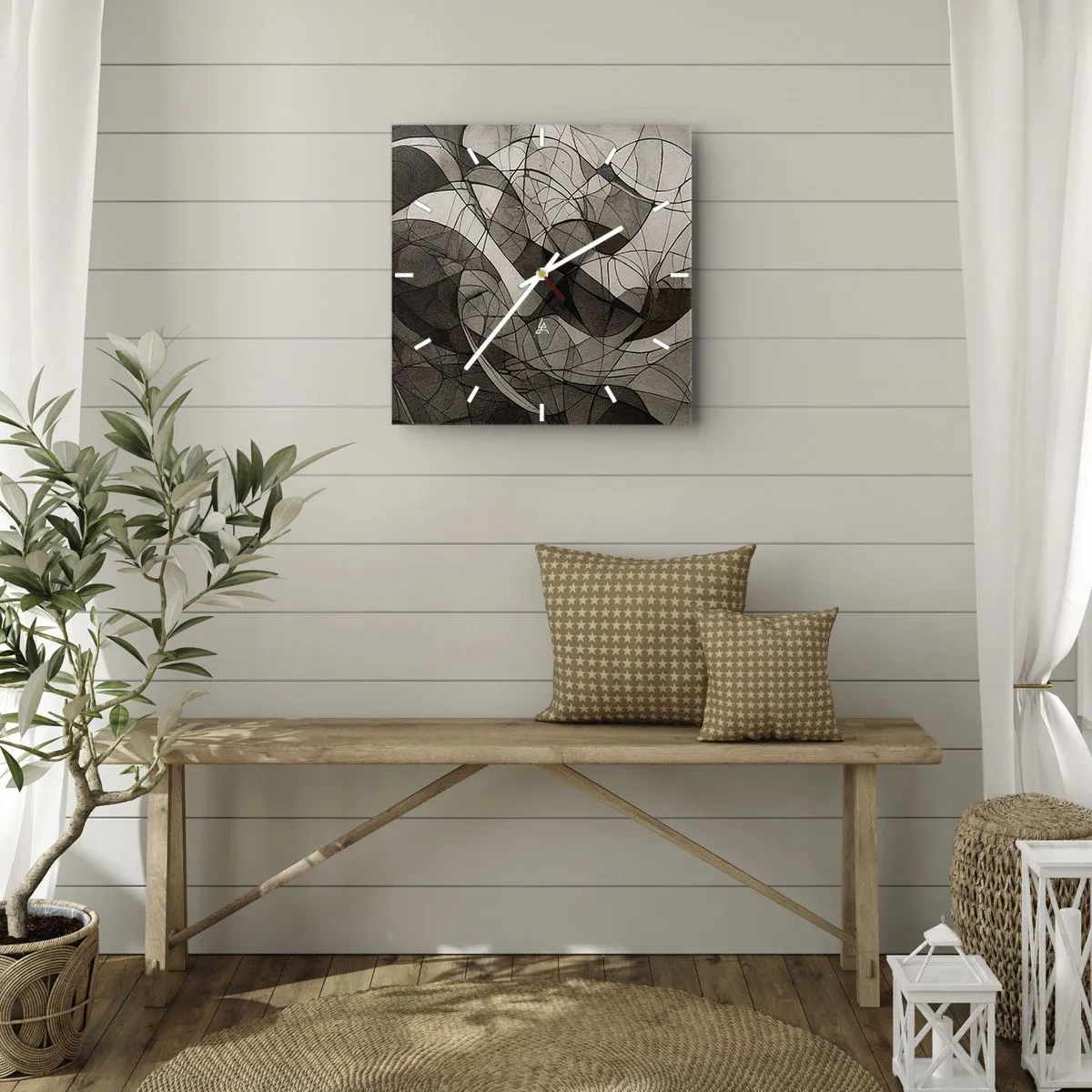 Ceas de perete - Ceas pe sticlă - Circulația culorilor pământului - 40x40 cm