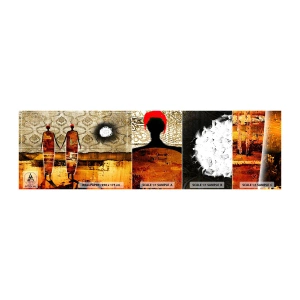 Mostră de Tapet Standard Eco - Compoziție etnică în culorile Africii - oameni, Africa, Grafică - 100x30 cm