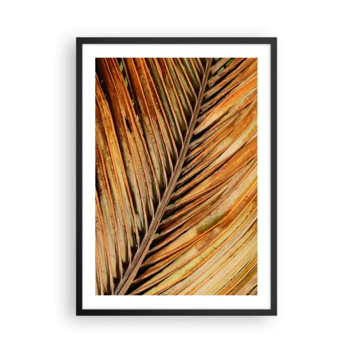 Poster în ramă neagră - Un prim-plan al unei frunze uscate în nuanțe de maro și auriu. - 50x70cm - Aur de nucă de cocos - Decorațiune modernă pentru perete pentru living și dormitor ARTTOR