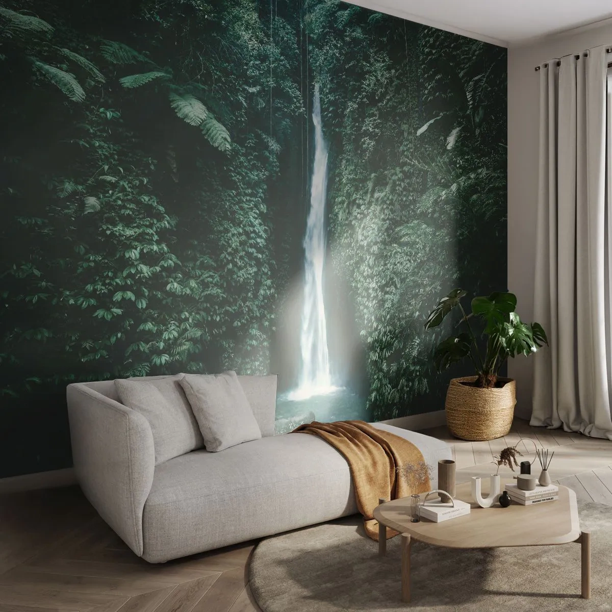 Tapet Premium Sand - Băi tropicale - Peisaj, Cascadă, Junglă - 100x70 cm