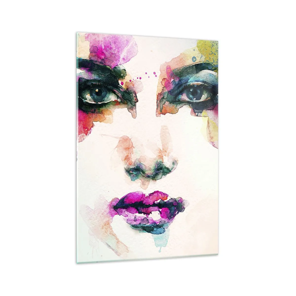 Tablou pe sticlă - Portret pictat cu un curcubeu - 70x100 cm