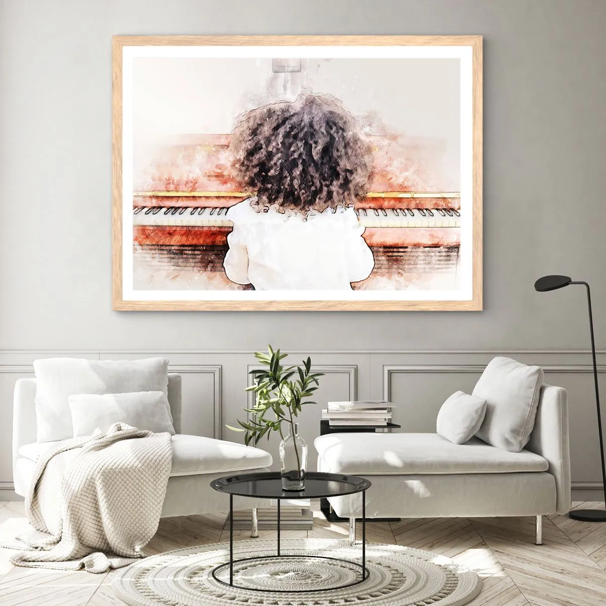 Poster în ramă de stejar deschis - Într-o lume a muzicii - 40x30 cm