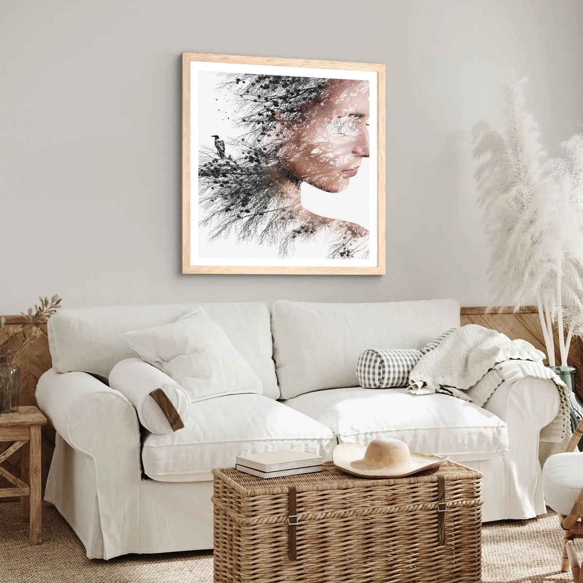 Poster în ramă de stejar deschis - Spiritul pădurii - 50x50 cm