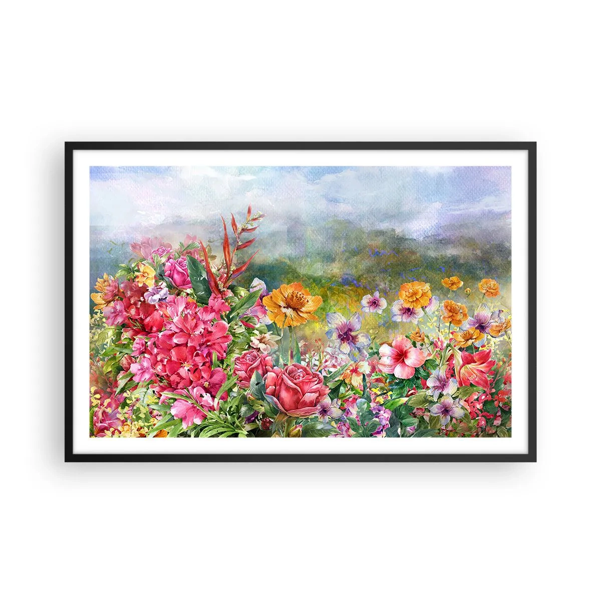 Poster în ramă neagră - O grădină înnebunită - 91x61 cm