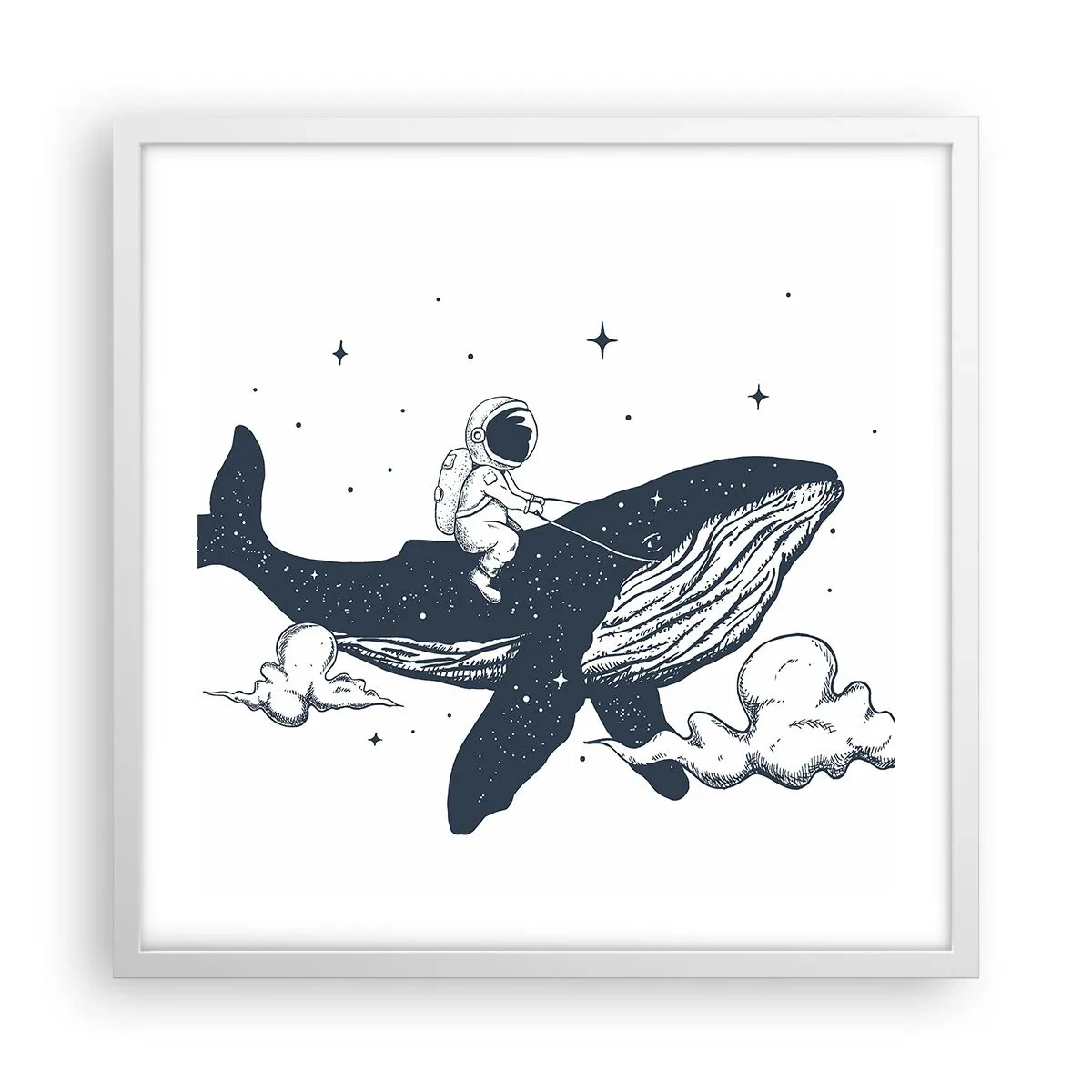 Poster în ramă albă - Aventura spațială - 50x50 cm