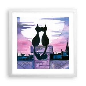 Poster în ramă albă - Rendez-vous sub lună - 40x40 cm