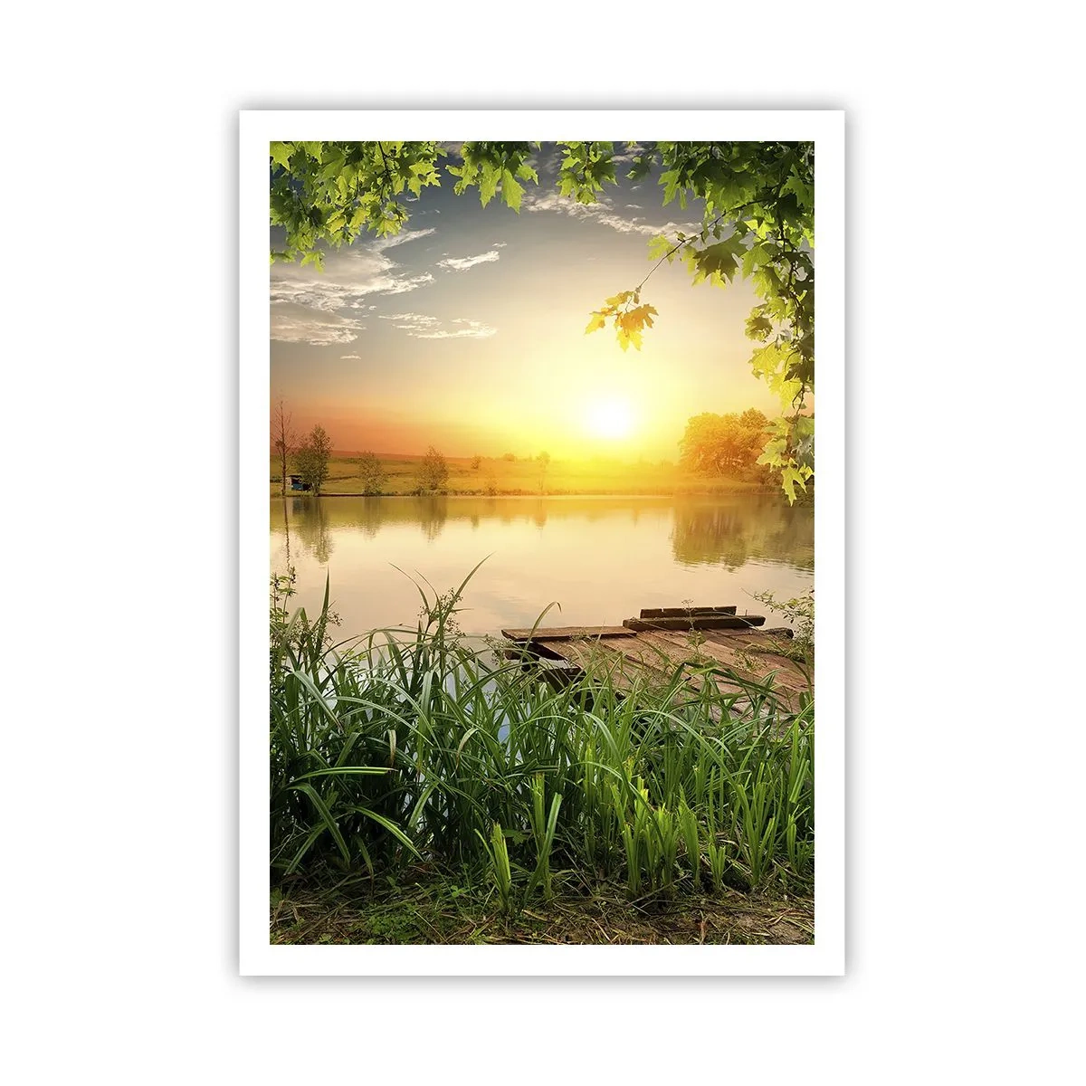Poster - Peisaj într-un cadru verde - 70x100 cm