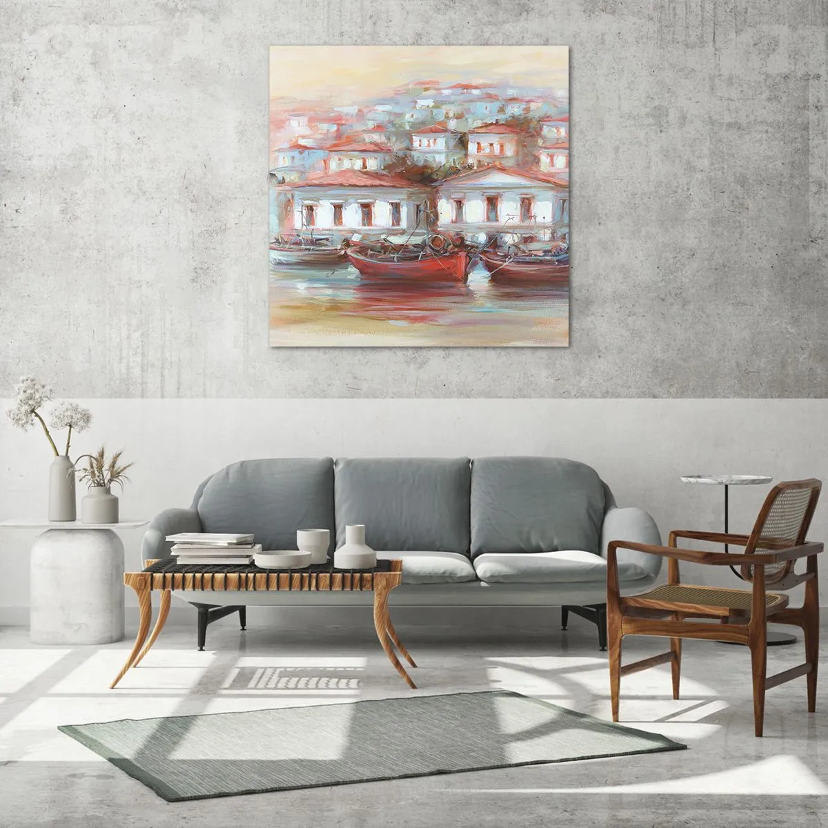 Tablou pe sticlă - Orășel fericit - 30x30 cm