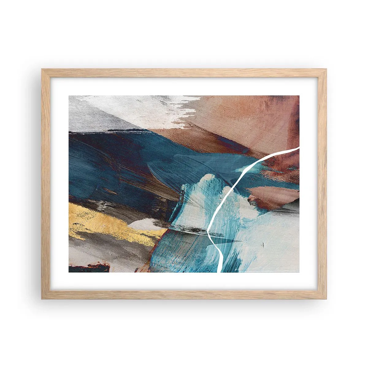 Poster în ramă de stejar deschis - Cu fler și energie - 50x40 cm